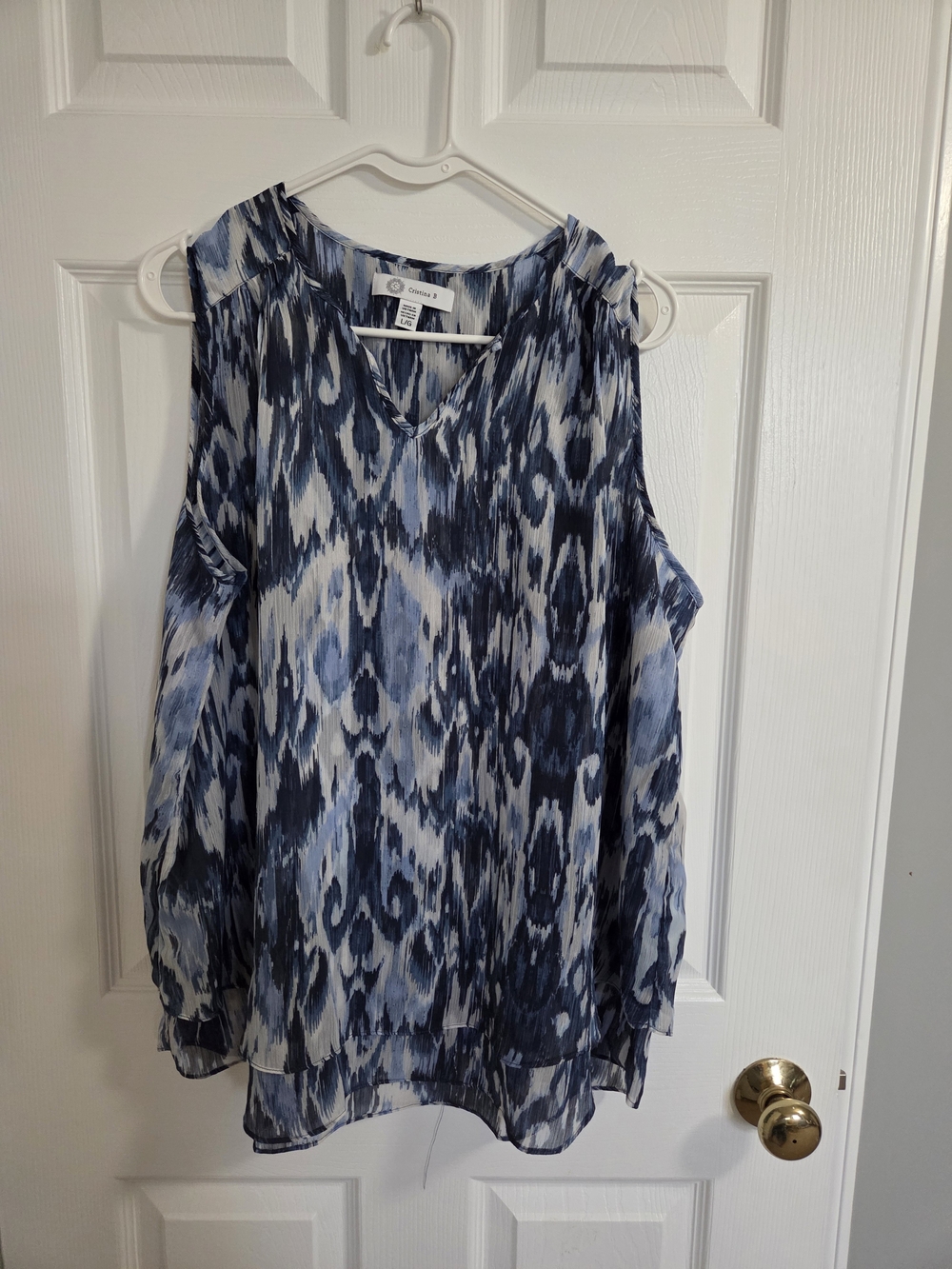 Blue Ikat-Pattern Sleeveless Tank